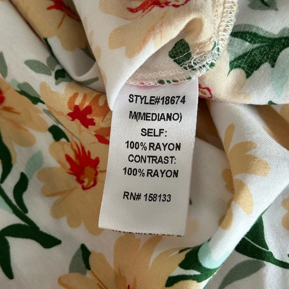 Staccato Bohemian Babydoll Style Floral Sleeveless Keyhole Blouse Size M - Picture 7 of 11